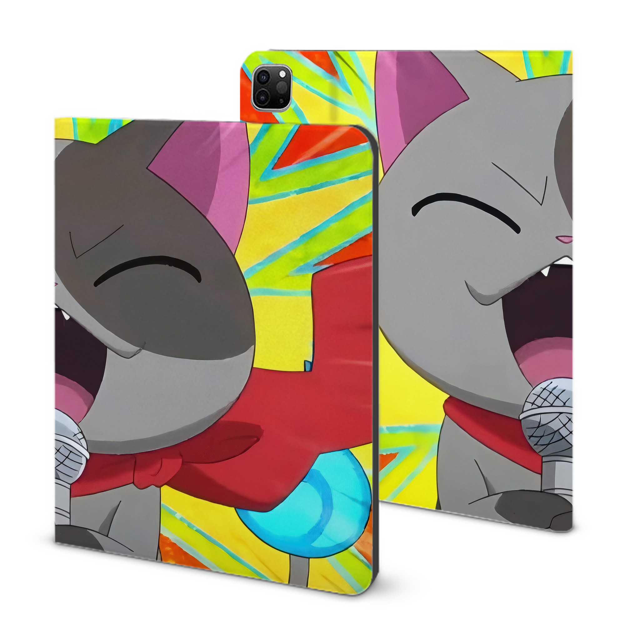 （画像用） 妖怪ウォッチ Yo-kai Watch IPad ケース ブック型 PUレザー TPU 耐衝撃 軽量 薄型 ペン収納なし 全面保護 IPad 各モデル対応